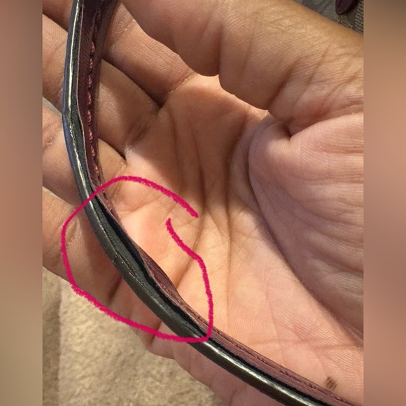 Coach Domed Satchel Handbag Style 24606 Beige w/Logo - Plum Trim & Interior - Picture 15 of 16